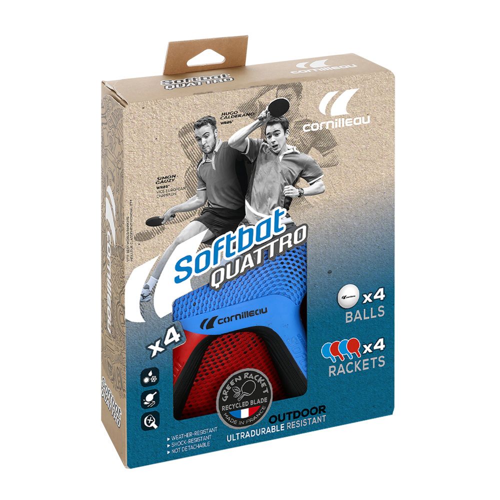 Gymstick Cornilleau Softbat Outdoor Racket set (4 x rackets, 4 x balls) ekologinen ulkomaila pingikseen