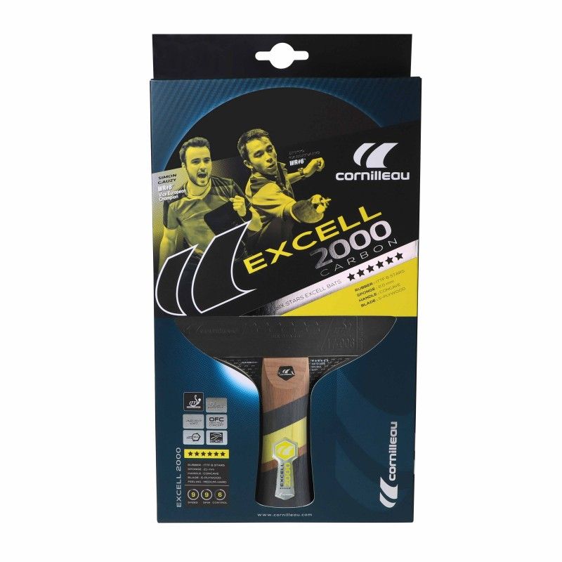 Gymstick Cornilleau Excell 2000 Carbon Indoor Racket (6 star) Kilpatason ITTF-hyväksytty pingismaila