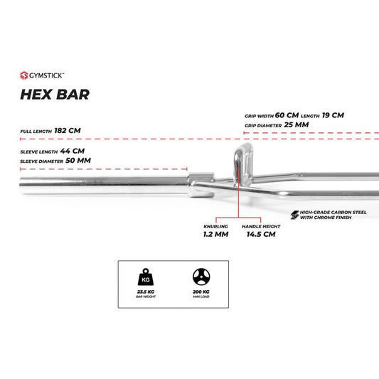 Gymstick Hex Bar 182cm